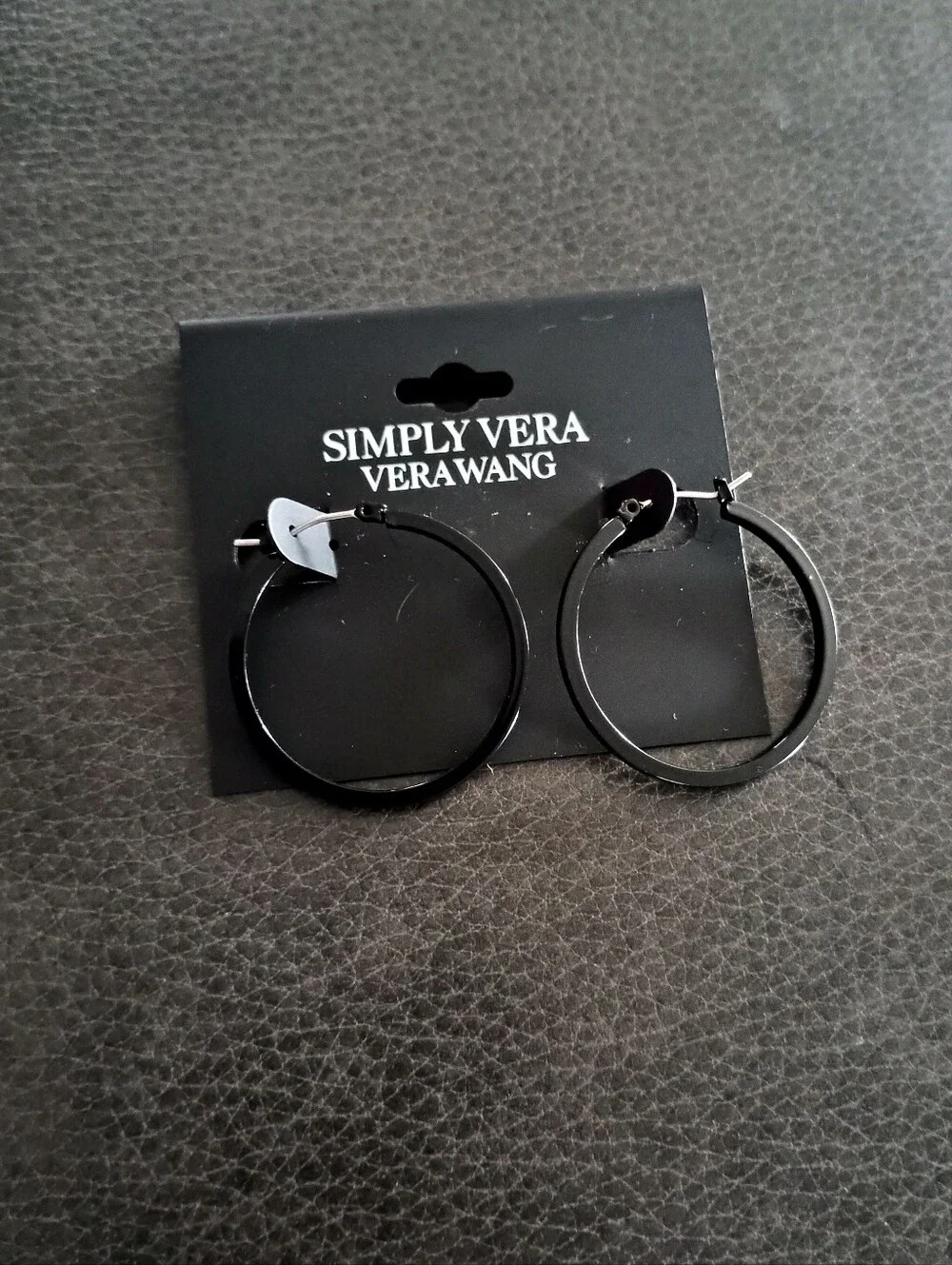 Simply Vera Vera Wang Black Thin Hoop Earrings - Sleek Women's Accessory